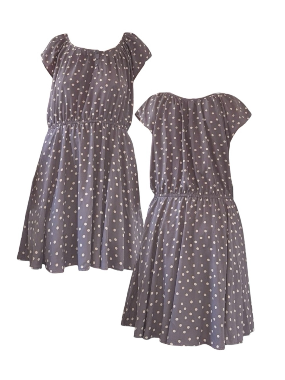 LC Lauren Conrad Gray Polka Dot Midi Dress